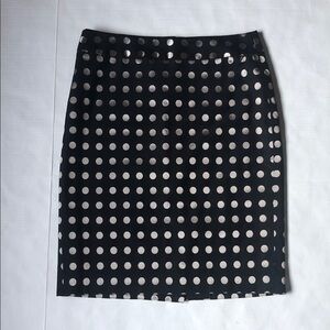 Polka Dot Pencil Skirt Black w, Metallic Dots Ann Taylor Size 6, excellent